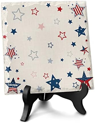 LEOSUCRE 4th of July Star Red Stripe Decorative Plaque