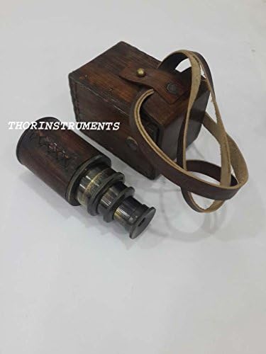 Antique Style 6 Inch Telescope with Brown Leather Case