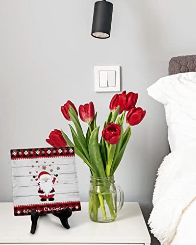 LEOSUCRE Christmas Desk Decor Plaque with Wooden Stand