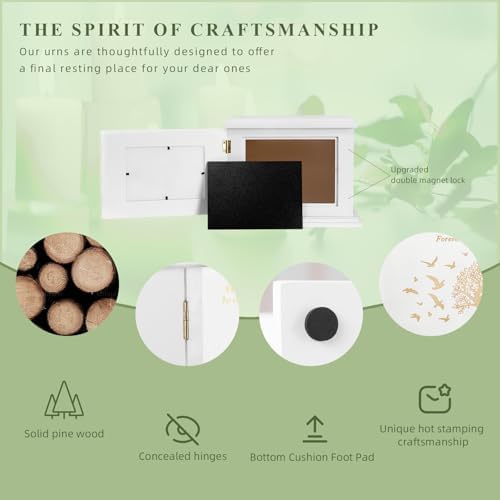 Cremation Urns for Human Ashes Adult Male or Female Wooden Frame White