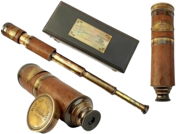 19 Inch Solid Brass Vintage Nautical Telescope with Wooden Box