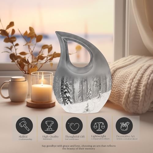 Snowflakes Urn - Small Decorative Ash Cremation Urn for Women and Men