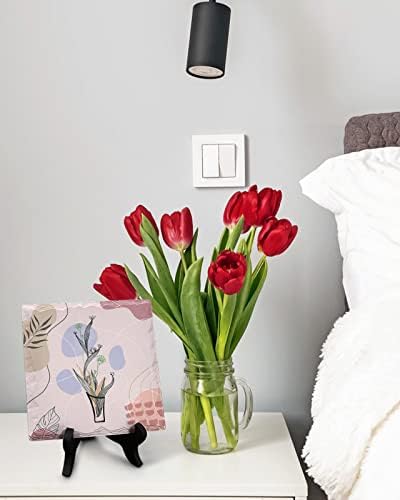 Modern Floral Leaf Ceramic Desk Decor with Wooden Stand