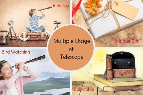 Astitv Antique Decor Spyglass Telescope 17 Inch Brass Push Pull