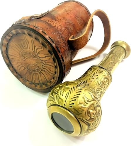Antique Brass Pirate Telescope with Leather Box