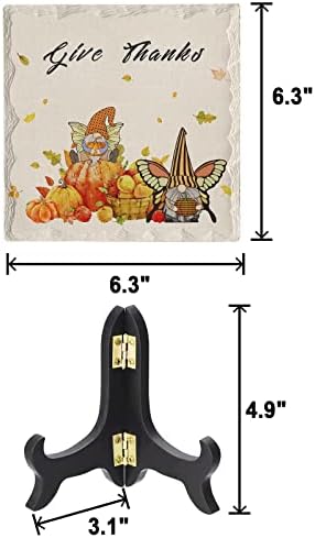 Wooden Stand Desk Decor Ceramic Plaque for Thanksgiving and Fall