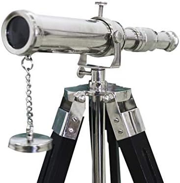 Antique Chrome Brass Telescope with Tripod Stand