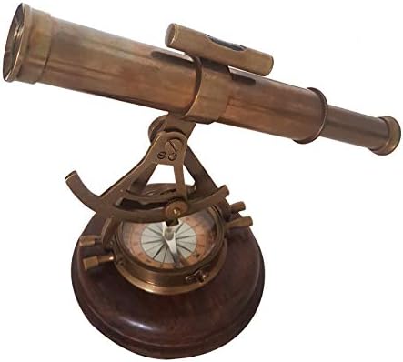 Antique Alidade Compass Mini Theodolite Brass Telescope Home Decor