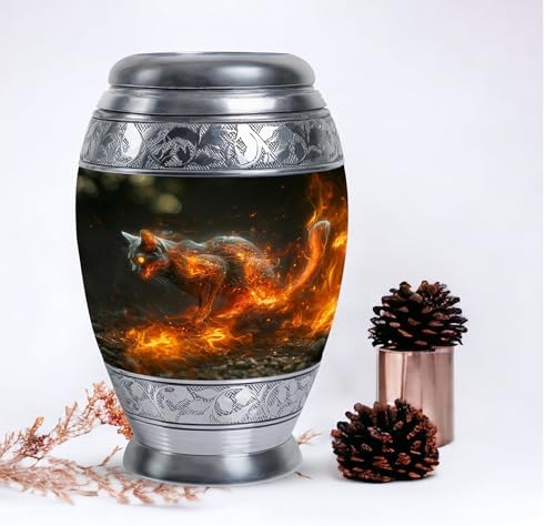 Cat with Light Decorative Urn 10 Inch Cremation Urn