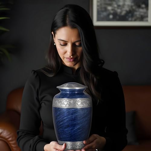 Home Elm Decorative Urn for Human Ashes Large Blue
