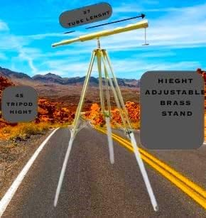 Single Barrel Brass Telescope with Floor Standing Tripod Nautical Decor 27