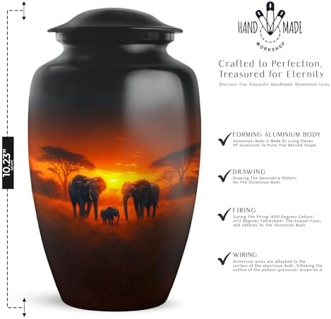 Elephant Sunset Cremation Urn Set of 3