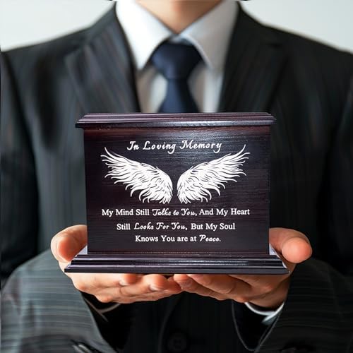 Wooden Ash Urn with Casket-Wing Design