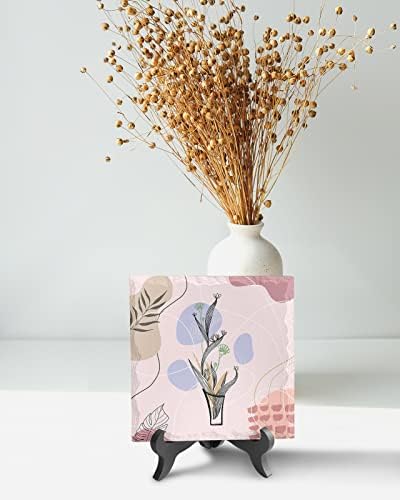 Modern Floral Leaf Ceramic Desk Decor with Wooden Stand