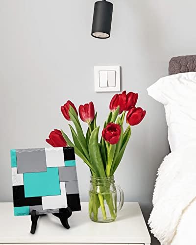 Wooden Stand Desk Decor with Color Block Plaque