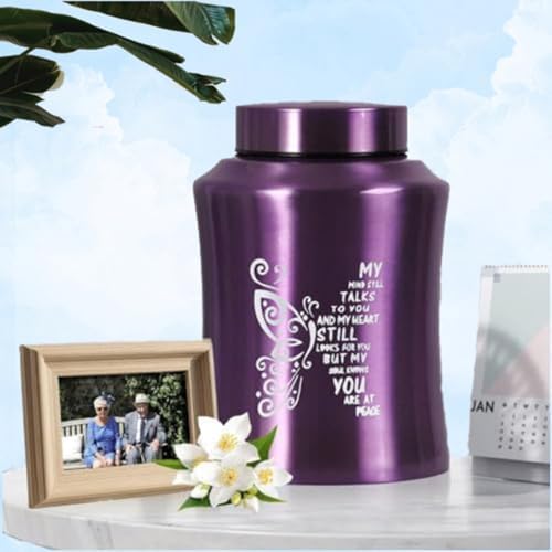 ANTESCORT Decorative Urn for Human Ashes Stainless Steel Large Butterfly Design