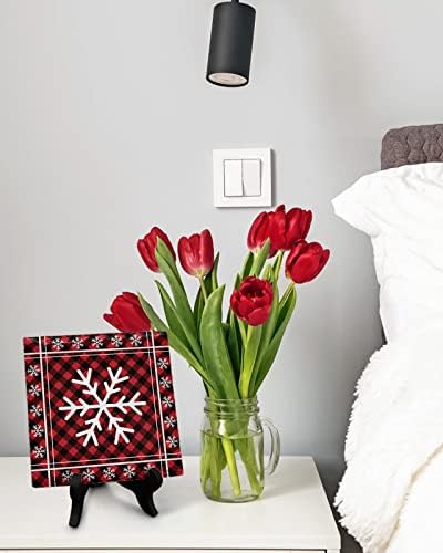 Christmas Snowflake Decorative Desk Plaque with Wooden Stand