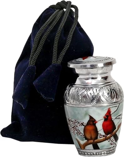 HLC Beautiful Small Cardinal Couple Urn - Memorial for Human Ashes