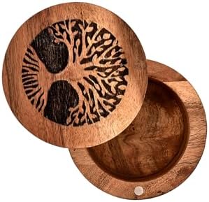 Samhita Handmade Acacia Wood Urn for Ashes