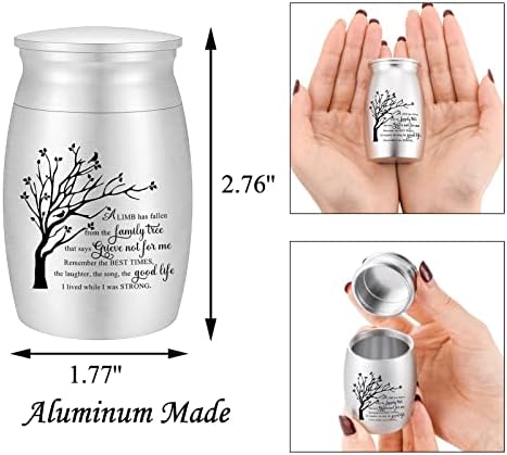 3 Inches Small Urn for Ashes Tree of Life Aluminum Mini Urn