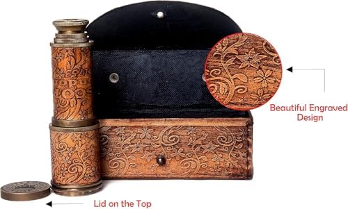 Astitv Antique Decor Spyglass Telescope 17 Inch Brass Push Pull