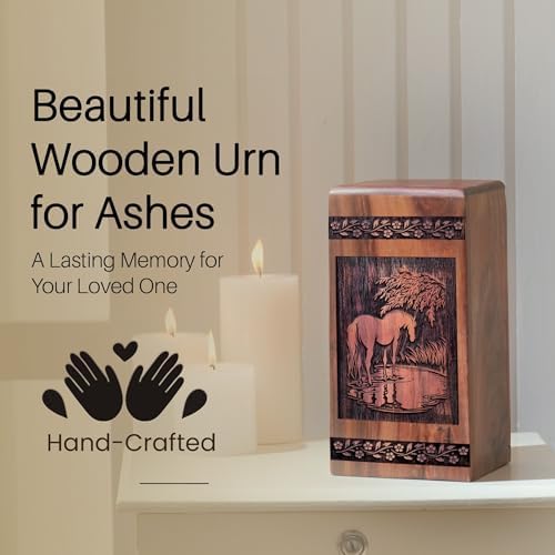 KARYLIZ Wooden Cremation Urn for Adult Human Ashes 14 Inch