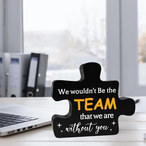 Rustic Black Acrylic Team Decor Sign Puzzle for Home Office Desk Shelf Decoration Coworker Gift
