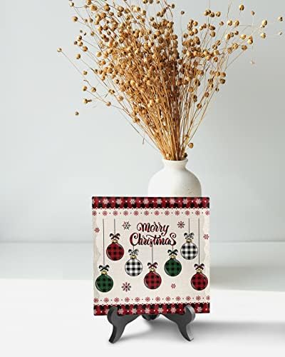Christmas Desk Decor with Wooden Stand Plaque