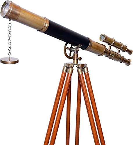 Nautical Design Antique Brass Finish Floor Standing Telescope