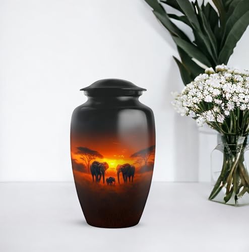 Elephant Sunset Cremation Urn Set of 3