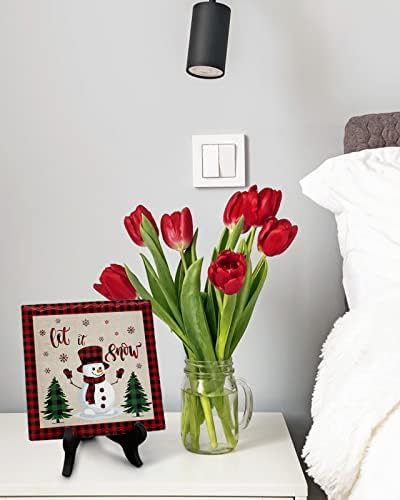 Christmas Desktop Plaque with Wooden Stand