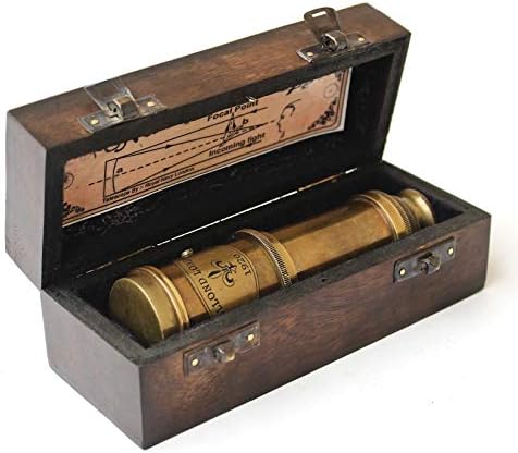 Antique Brass 18 Telescope with Wooden Box Nautical Decor Gift
