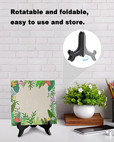 Tropical Leaf Desk Decor Ceramic Plaque with Wooden Stand