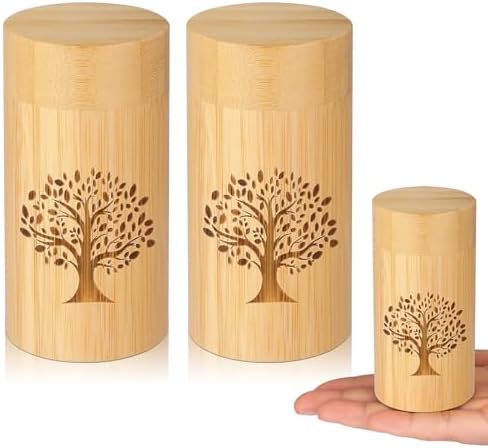 Elegant Bamboo Urn with Tree of Life Pattern Set of 2