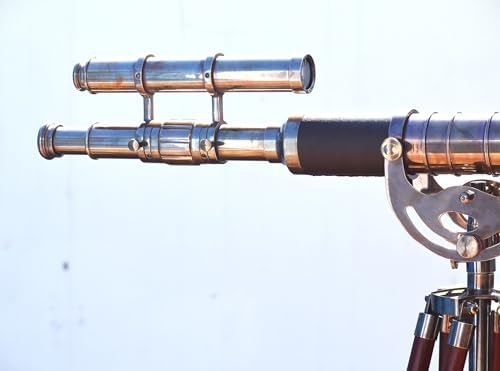 FOR MY SON Antique Brass Telescope with Wooden Stand