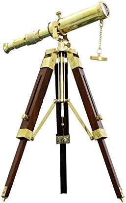 Vintage Brass Telescope Nautical Stand Wooden Tripod