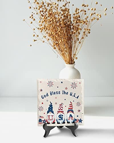 Independence Day Decorative Sign with Wooden Stand