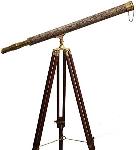Single Barrel Vintage Wooden Tripod Telescope 62 Inches