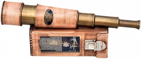Vintage Brass Handheld Telescope with Leather Case 15x Magnification