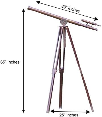 Handcrafted Nautical Brass Telescope on Wood Tripod - Steampunk Decor for Home