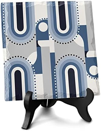 Boho Geometric Desk Decor with Wooden Stand