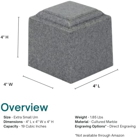 Cora Gray Cultured Marble Extra Small Urn for Human Ashes