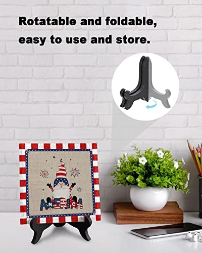 American Independence Day Gnome Desk Plaque with Wooden Stand