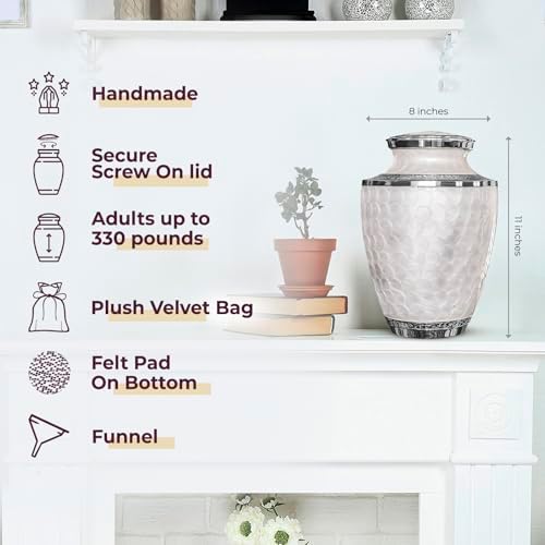 Trupoint Memorials Cremation Urns for Human Ashes Large Opal with Silver Lining