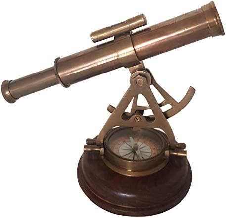 Antique Alidade Compass Mini Theodolite Brass Telescope Home Decor