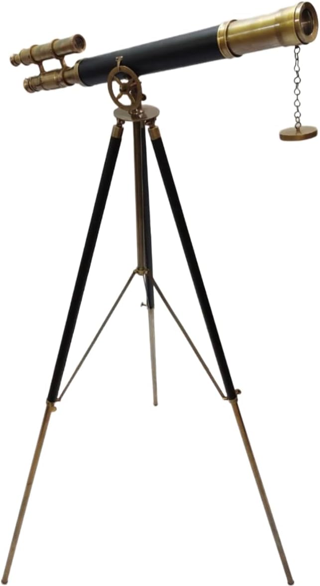 Vintage Marine Brass Telescope with Adjustable Tripod Stand