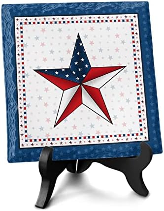 Independence Day Stars Ceramic Desk Plaque with Wooden Stand 1