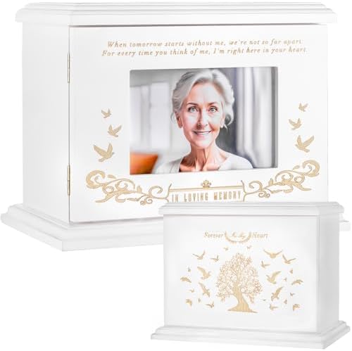 Cremation Urns for Human Ashes Adult Male or Female Wooden Frame White