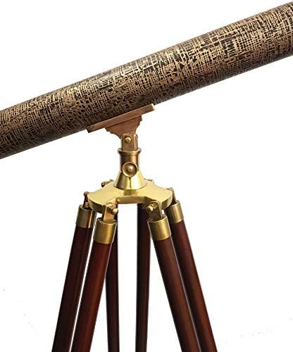 Single Barrel Vintage Wooden Tripod Telescope 62 Inches