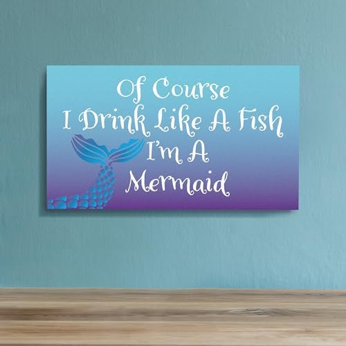 JennyGems Mermaid Drink Like A Fish Wooden Sign